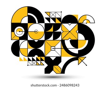 Abstract geometric pattern vector background isolated, tech style engine looks like composition, engineering draft style pattern, mechanism.