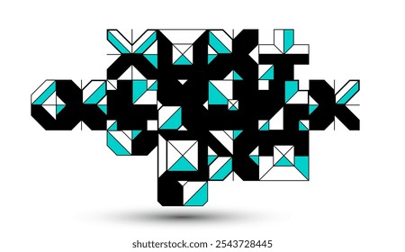 Abstract geometric pattern vector background isolated, tech style engine looks like composition, engineering draft style pattern, network and digital data.