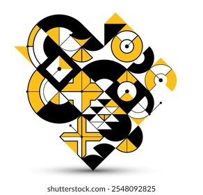 Abstract geometric pattern vector background isolated, tech style engine looks like composition, engineering draft style pattern, mechanism.