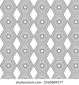 Abstract geometric pattern vector background of seamless hexagon mosaic grid lines with honeycomb pattern