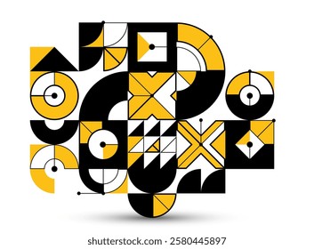 Abstract geometric pattern vector background isolated, tech style engine looks like composition, engineering draft style pattern, mechanism.