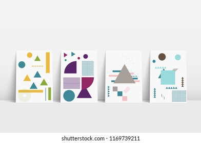 Abstract geometric pattern. Vector brochure, flyer, magazine cover  poster template. Bauhaus cover.