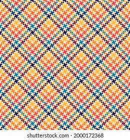 Abstract geometric pattern vector. Colorful check plaid in navy blue, red, orange, yellow, beige for shirt, skirt, bag, purse, other modern spring summer autumn fashion fabric print.