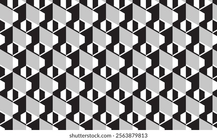 Abstract geometric pattern vector combination of gray and black with hexagons in the same combination