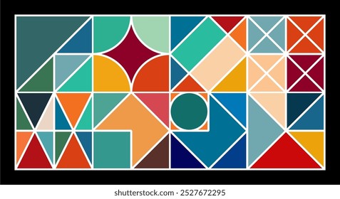 Abstract Geometric Pattern Vector Design. Cool Vintage Electronic Music Album Cover. Swiss Design Print. Bauhaus Poster.