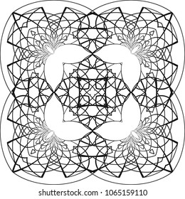 Abstract geometric pattern. Vector ornamental black lines background.