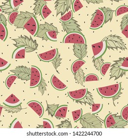 Abstract geometric pattern. Vector, abstract seamless background. Red watermelon. Juicy colors. Summer motifs