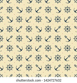 Abstract geometric pattern. Vector, abstract seamless background. Marine motifs. Anchor, steering