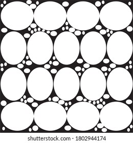 Abstract geometric pattern. Vector seamless black and white circle background. Irregular shapes. Modern stylish dot texture. Trendy print. Swatch. Wrapping paper, wallpaper, textile, fabric.