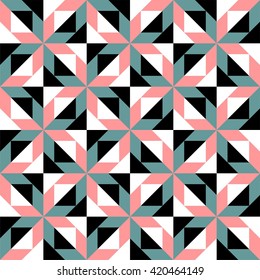 Abstract geometric pattern vector, triangles and squares pattern, mosaic pattern, modern tiling pattern, colorful pattern