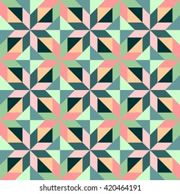 Abstract geometric pattern vector, triangles and squares pattern, mosaic pattern, modern tiling pattern, colorful pattern