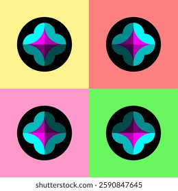 Abstract geometric pattern with vibrant colors and symmetry, creating a modern and futuristic visual. Perfect for branding, backgrounds, and digital design.