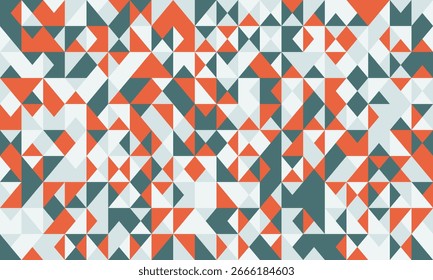 Abstractas patrón geométrico con vibrantes triángulos rojo, verde azulado y blanco.  Ideal para fondos, diseño de Sitio web o estampados textiles.  Estilo moderno y minimalista que transmite energía y complejidad.