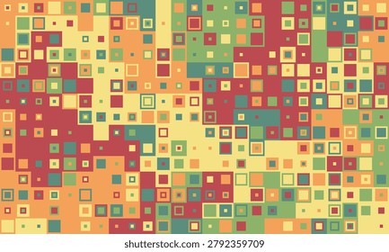 Abstract geometric pattern.  Vibrant, retrostyled squares create a dynamic, textured background ideal for websites, presentations, and branding.