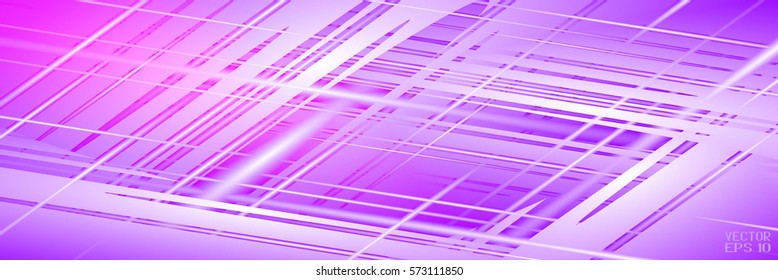 Abstract Geometric Pattern with Violet Light and Stripes. Vector Illustration