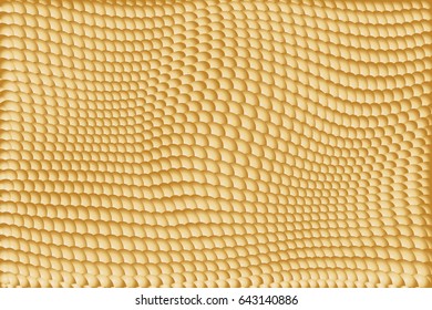 Abstract geometric pattern with volumetric beads. Pile of golden round squama figures.