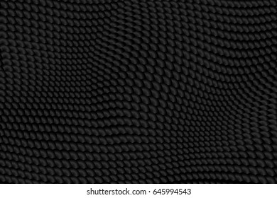 Abstract geometric pattern with volumetric beads. Pile of black pearl round squama figures.