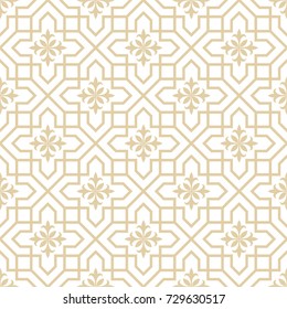 Abstract geometric pattern. Wallpaper baroque, damask. Seamless background. Gold and white ornament.