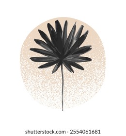 Abstract geometric pattern: watercolor palm leaf, hand drawn grunge circle, minimal textures. Minimalistic geo background. Vector art design for summer prints, cover, deco wallpaper