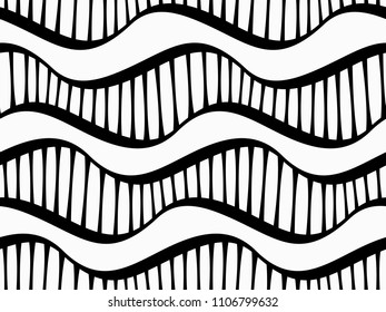 Abstract geometric pattern with waves. Monochrome ornament. isolated on white background