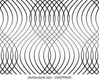 Abstract geometric pattern with waves. Monochrome ornament. isolated on white background
