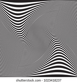 Abstract geometric pattern. Wavy black white background. Vector illustration. Futuristic design.