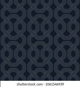 Abstract geometric pattern with wavy line, Chain line seamless pattern, Retro locking pattern, Vector