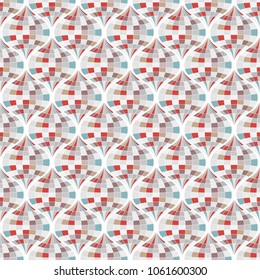 Abstract geometric pattern with wavy lines and stripes.