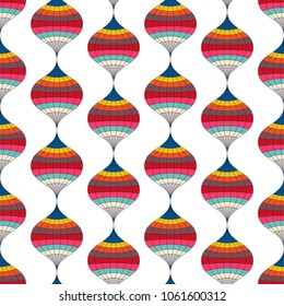 Abstract geometric pattern with wavy lines and stripes.