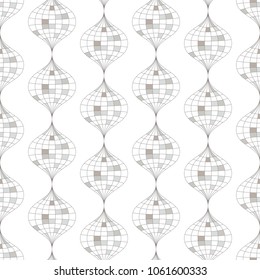 Abstract geometric pattern with wavy lines and stripes.