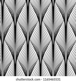 Abstract geometric pattern with wavy lines. Seamless background. Monochrome ornament. Vector illustration