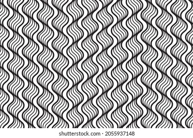 Abstract geometric pattern, wavy lines texture background, seamless pattern vector illustration
