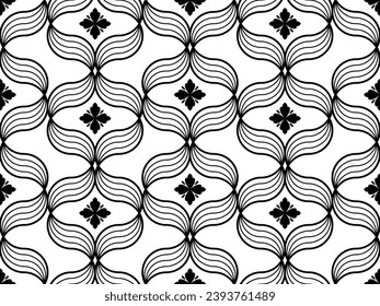Abstract geometric pattern with wavy lines, stripes. A seamless background. Black and white ornament. Graphic modern pattern.
