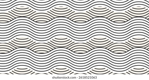 Abstract geometric pattern with wavy lines. Interlacing rounded stripes design. Seamless vector background.