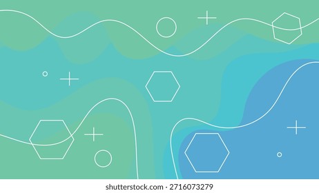 Patrón geométrico Abstractas con líneas onduladas y hexágonos. Fondo degradado de onda verde y verde azulado Abstractas con Formas de línea geométrica Diseño de fluido mínimo moderno para la Tecnología.