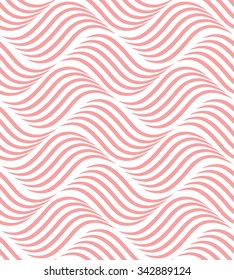 Abstract geometric pattern with wavy lines, stripes. A seamless vector background. Pink and white ornament
