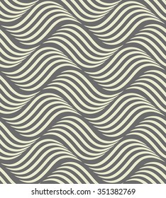 Abstract geometric pattern with wavy lines, stripes. A seamless vector background. Gray and white ornament.