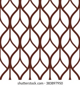 Abstract geometric pattern with wavy lines, stripes. A seamless vector background.  Brown and white ornament.