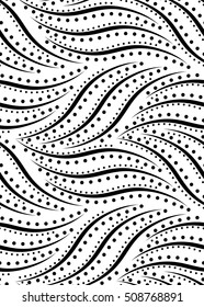 Abstract geometric pattern with wavy lines and points. A seamless vector background. Black and white texture. Graphic modern pattern.