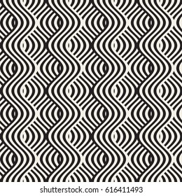 Abstract geometric pattern with wavy lines. Interlacing rounded stripes design. Seamless vector background.