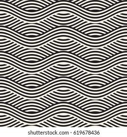 Abstract geometric pattern with wavy lines. Interlacing rounded stripes design. Seamless vector background.