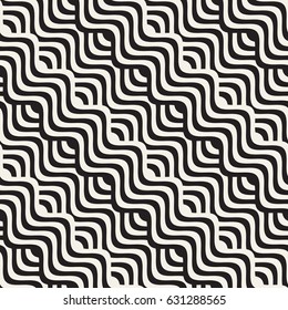 Abstract geometric pattern with wavy lines. Interlacing rounded stripes stylish design. Seamless vector background.