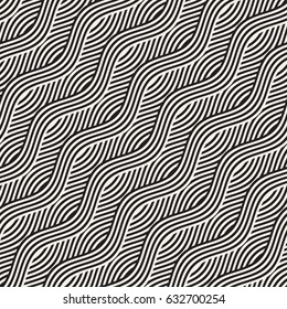 Abstract geometric pattern with wavy lines. Interlacing rounded stripes stylish design. Seamless vector background.