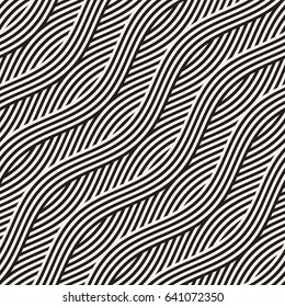 Abstract geometric pattern with wavy lines. Interlacing rounded stripes stylish design. Seamless vector background.