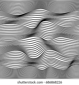 Abstract geometric pattern. Wavy stripes. Black and white background. Vector illustration