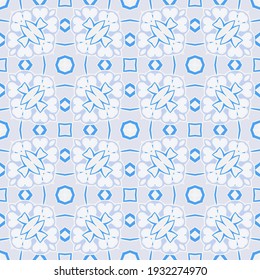 Abstract geometric pattern in white blue. Print, cloth design, wallpaper. Vector seamless.