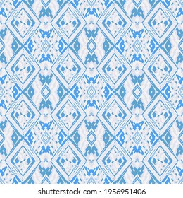 Abstraktes geometrisches Muster in weißem Blau. Drucken, Stoffdesign, Tapete. Vektornahtlos.