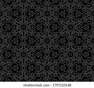 Abstract geometric pattern White contour Seamless doodle Sketch Good for creative and greeting cards, posters, flyers, banners and covers