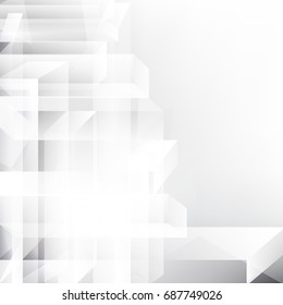 Abstract geometric  pattern White and gray color technology modern futuristic background, vector illustration