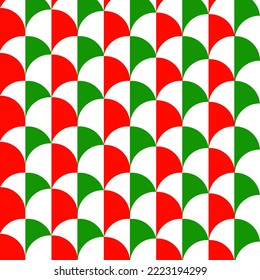 Abstract geometric pattern with white, red and green color ornament.